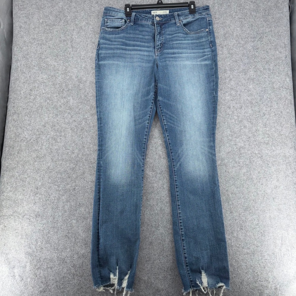 BKE Gabby Curvy High Rise Straight Leg Distressed Raw Hem Jeans 33x33.5 ABK465 - Picture 2 of 12
